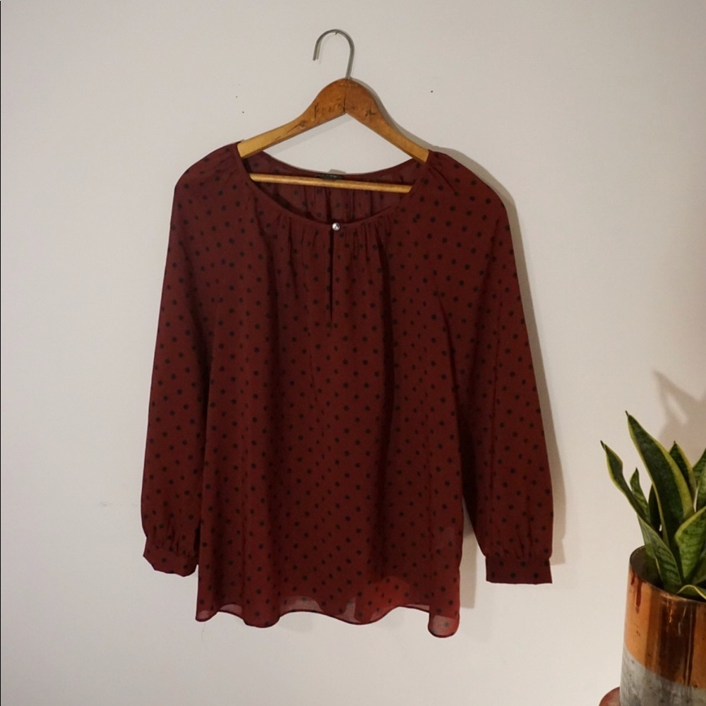 Jcrew polka dots quarter sleeve shirt